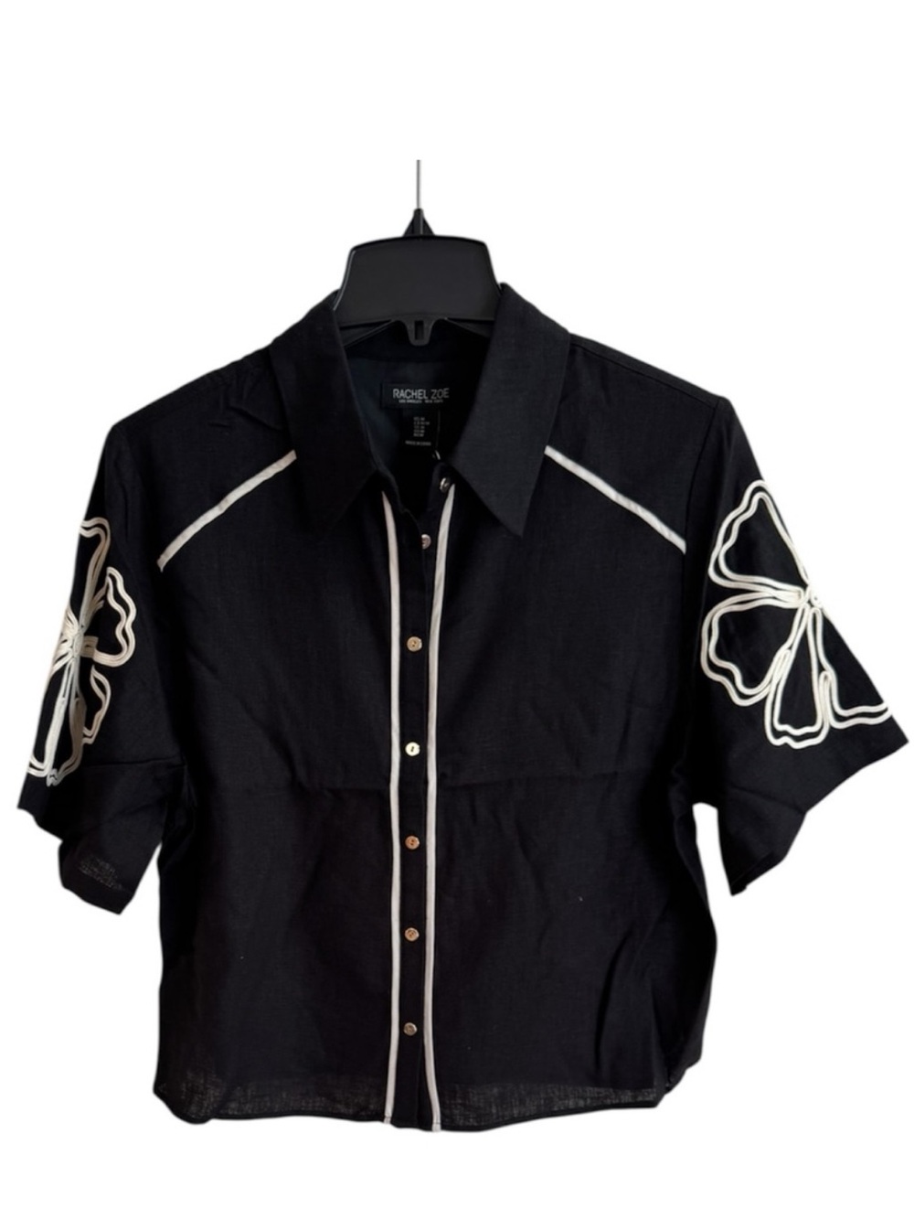 Rachel Zoe Black Floral Embroidered Women's Top